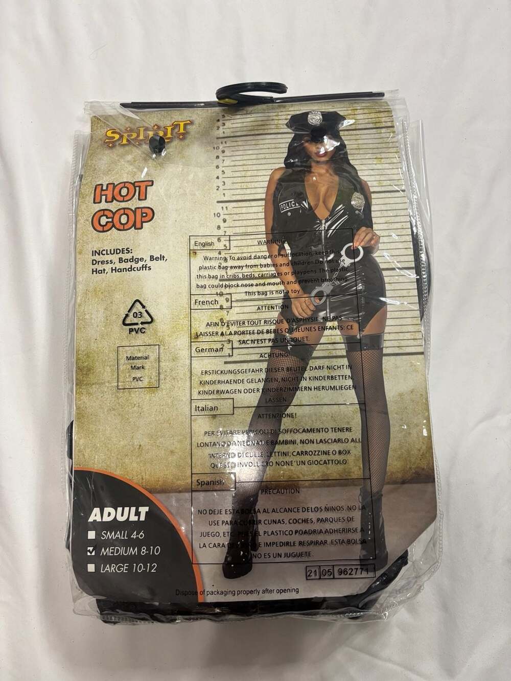 Spirit Halloween Hot Cop Costume Medium Size 8-10